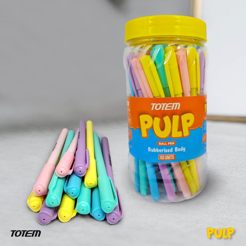 TOTEM Pulp Ball Pens Jar | 50 Pens (45 Blue Ink & 5 Black Ink) | Assorted Pastel Body | Pens for Writing | 0.7 mm Tip | Fragrance Ink | Rubberized Grip | Stationery Set | Stick Pens Set - Image 4