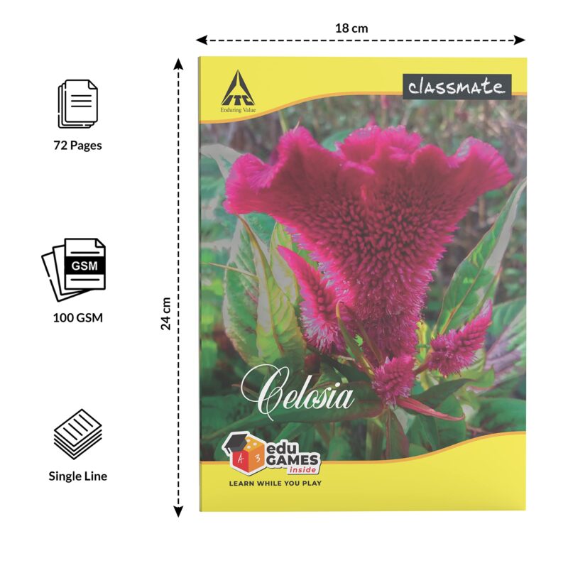 Classmate Notebook - Single Line, 72 Pages, 240 mm x 180 mm - Pack Of 8 - Image 5