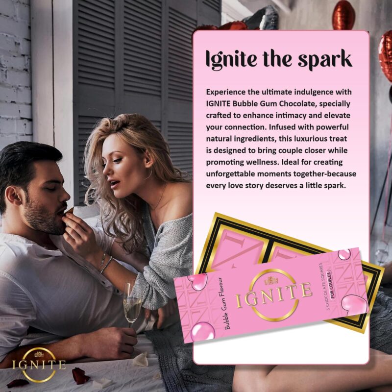 Ignite Chocolate Bars - Premium Bubblegum flavor Chocolate Squares for Couples - Vegetarian - Crafted with Epimedium and Maca Root for a Delightful Experience - Ideal for Men & Women - Image 3