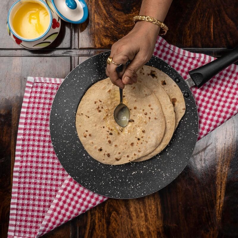 Senora Hammerton Coated Nonstick Concave Tawa 280 MM I PFOA Free I Induction Bottom I 100% Pure & Toxin-Free I Food Grade Surface I Gas Stove Compatible - Image 5