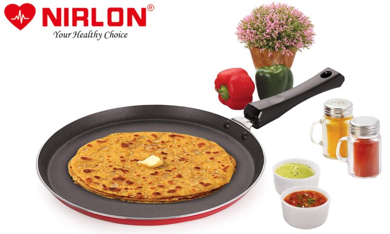 Nirlon Aluminum Non Stick Gas Stove Compatible Flat Dosa Tawa with Bakelite Handle 24cm[26mm Classic_Flat Tawa10] - Image 3