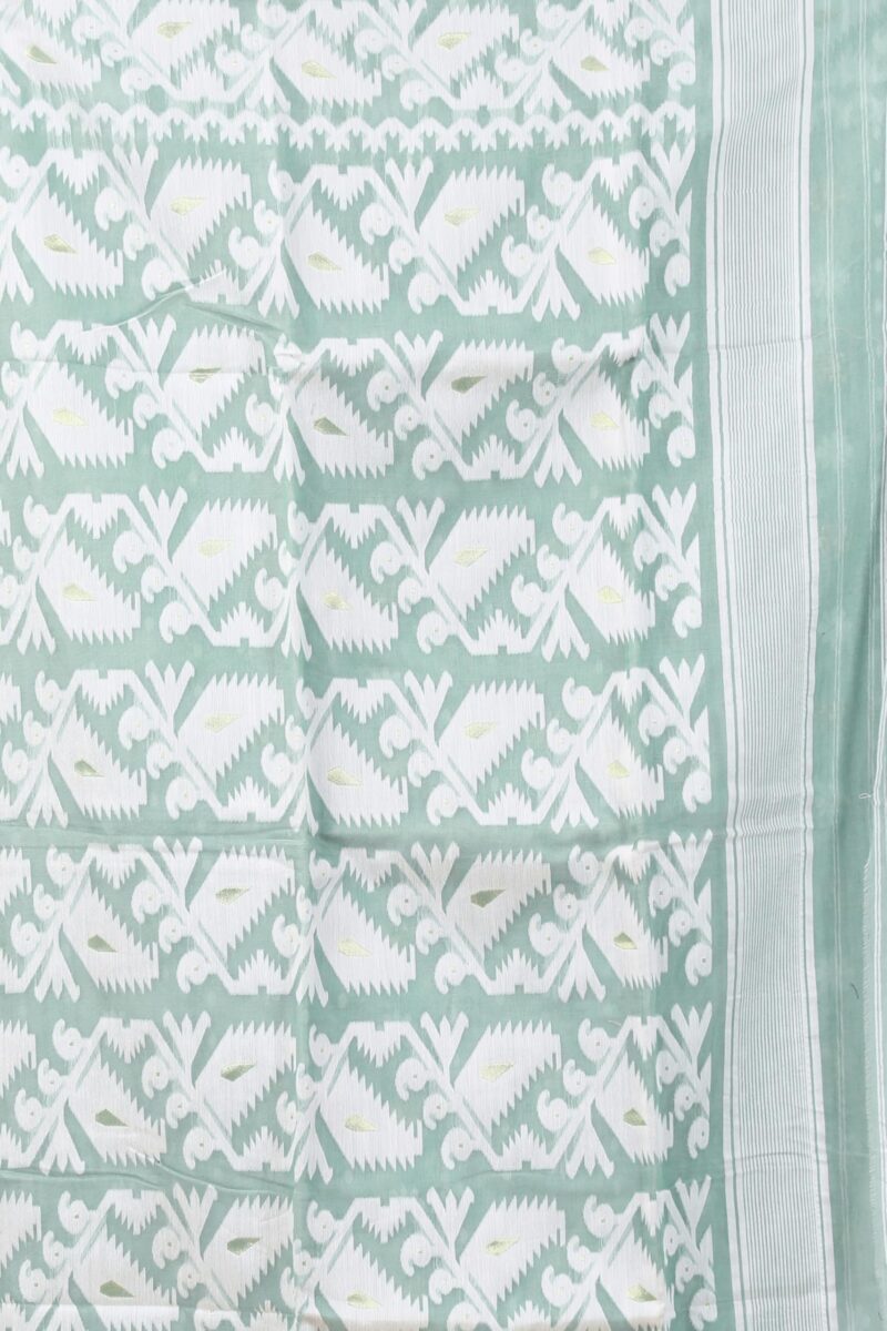 OISHANI SAREE GHOR Women's Traditional Bengal Cotton Silk Soft Jamdani Saree - Beautiful design and Quality - Without Blouse Piece (Pastel Turquoise) - Image 2