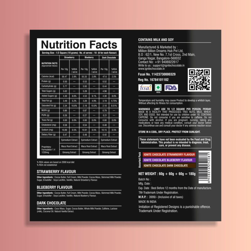 Ignite Chocolate Bars – Dark Chocolate, Blueberry & Strawberry Flavors – A Delicious Treat for Date Night, Valentine's & Special Moments – Ideal for Sharing - Image 5