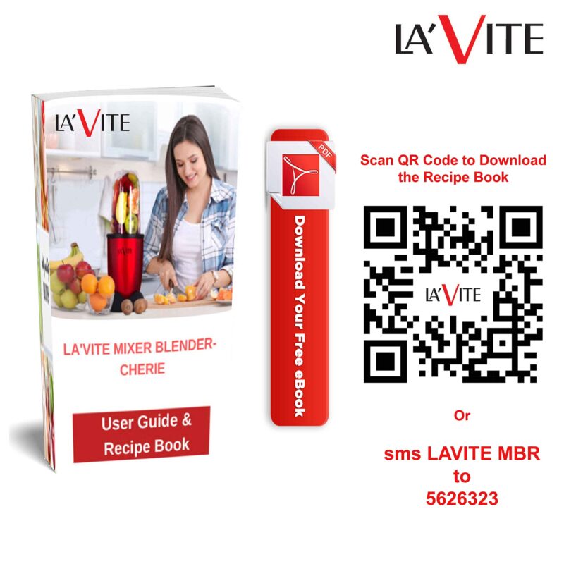 La' Forte Lavite Cherie Mixer Grinder Blender 400 W, 3 Jar (Download Free E- Recipe Book) , Red - Image 5