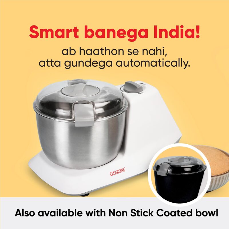 Clearline Automatic Electric Atta Kneader Dough Maker with Stainless Steel, Smart Atta Kneader Mixer and Dough Kneader Machine, Dough Mixer Machine with 650 Watts Power - Image 2