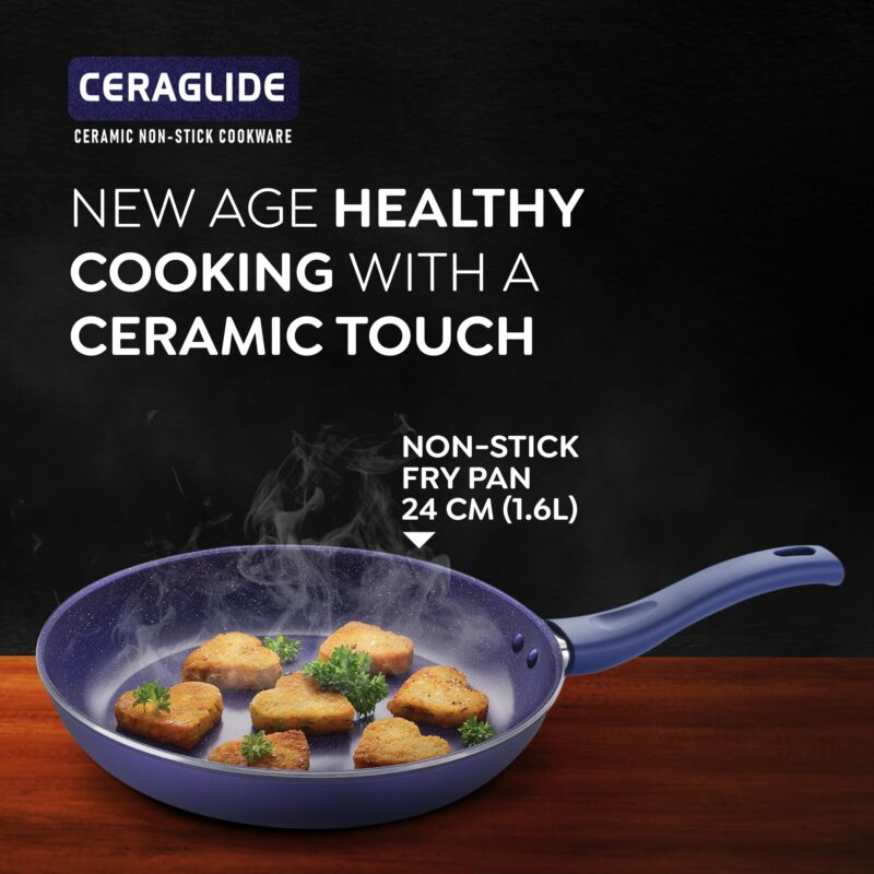 Prestige Ceraglide Ceramic Coated 24 cm Non-Stick Fry Pan | Consumes Less Oil | Preferred for High Heating & Even Heating | Stain-Resistant | Gas & Induction Compatible - Image 6