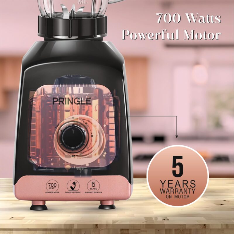 Pringle Thunder Pro 700Watt Juicer Mixer Grinder with 3 Jars for Grinding, Mixing, Juicing with Powerful Motor | 5 Years Warranty On Motor (Magenta) - Image 4