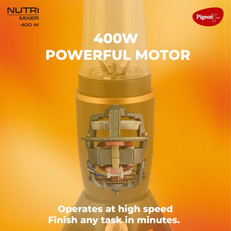 Pigeon By Stovekraft Nutri Mixer | Grinder Juicer Blender Smoothie Maker All-in-1 Machine | 400 Watt | 3 Jars- Multiuse Jar 500ml, Dry Grind 300ml, 1 Sipper, 1 Cap, 1 Strainer |2 Blades|1Year Warranty - Image 5
