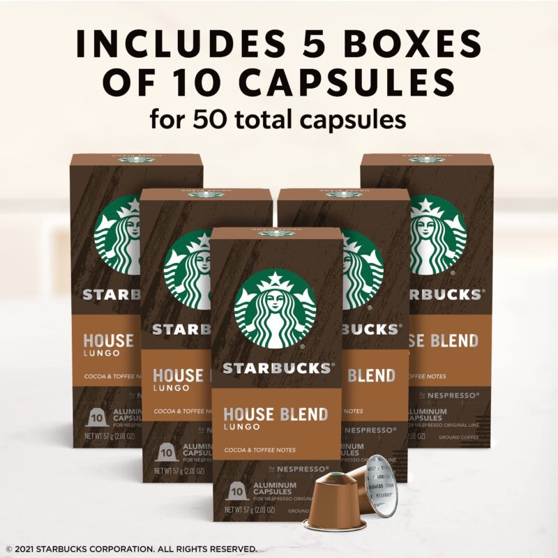 Starbucks By Nespresso, House Blend (50-Count Single Serve Capsules, Compatible With Nespresso Original Line System), Box - 0.126 Pounds - Image 8
