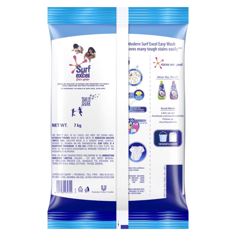 Surf Excel Easy Wash Detergent Powder7 kg | Superfine Washing Powder | Dissolves Easily & Removes Tough Stains | Suitable for all Washing Machines - Image 7