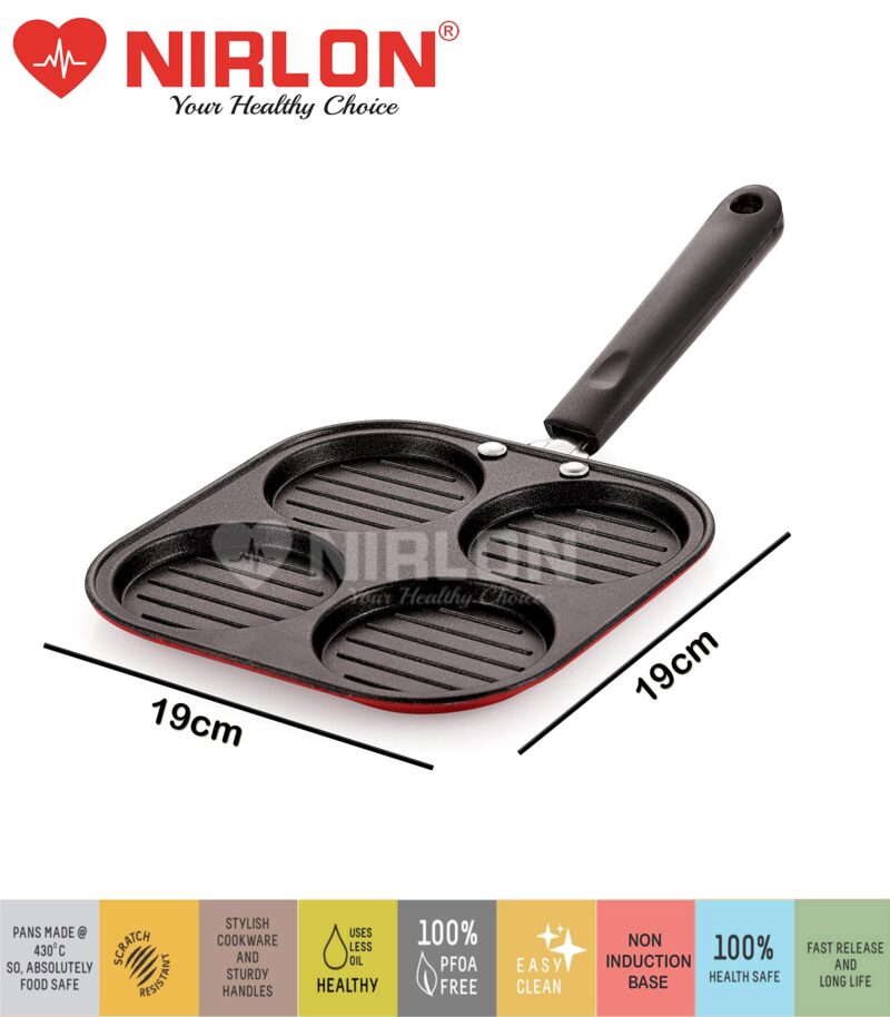 NIRLON Aluminium Non-Stick Kitchen Cooking Utensil Item Set of 2 Pieces Including Casting Uttapam-4 Cavity & Appam-7 Cavity - Image 8