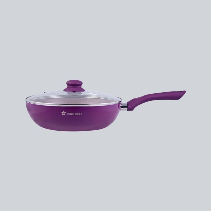 Royal Velvet 24 cm Aluminium Non-stick Wok With Lid, 2.7 L, Purple - Image 6