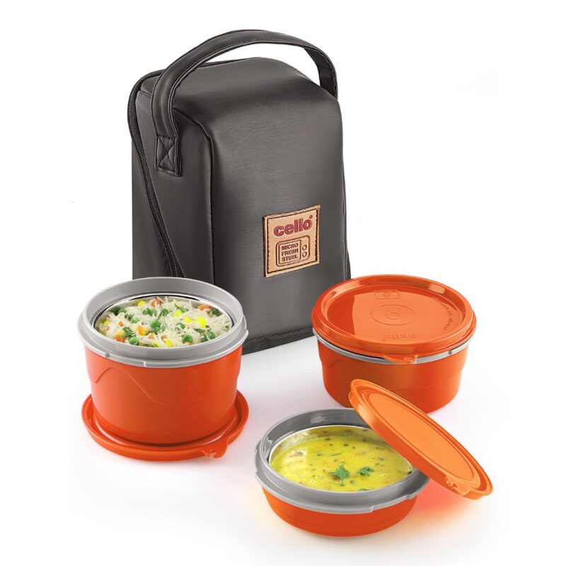 Orange|MF Micro Insulated Lunch Box, Set of 3 / 3 Piece