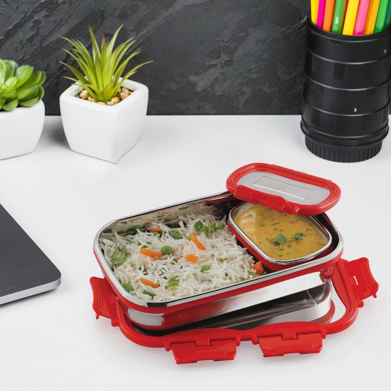 Red|Click It Stainless Steel Lunch Box, Big / 2 Piece