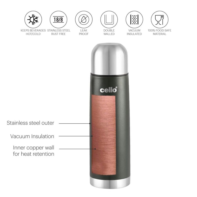 Duro Flip Flask, Vacusteel Water Bottle with Thermal Jacket, 500ml - Image 6