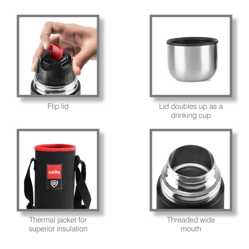 Duro Flip Flask, Vacusteel Water Bottle with Thermal Jacket, 750ml - Image 9