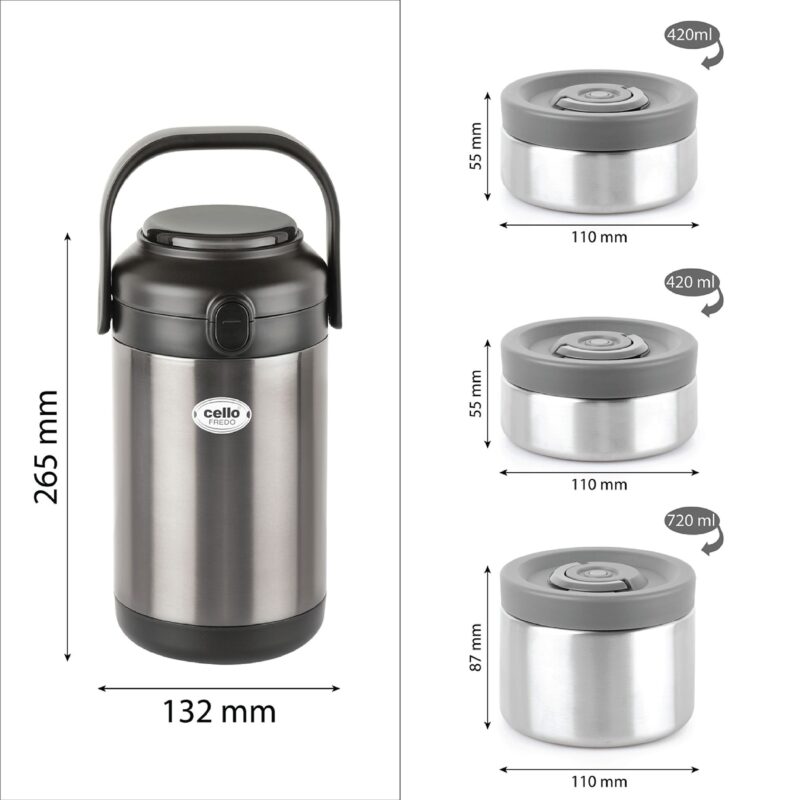 Fredo Double Walled Insulated Lunch Box, Set of 3 - Image 9