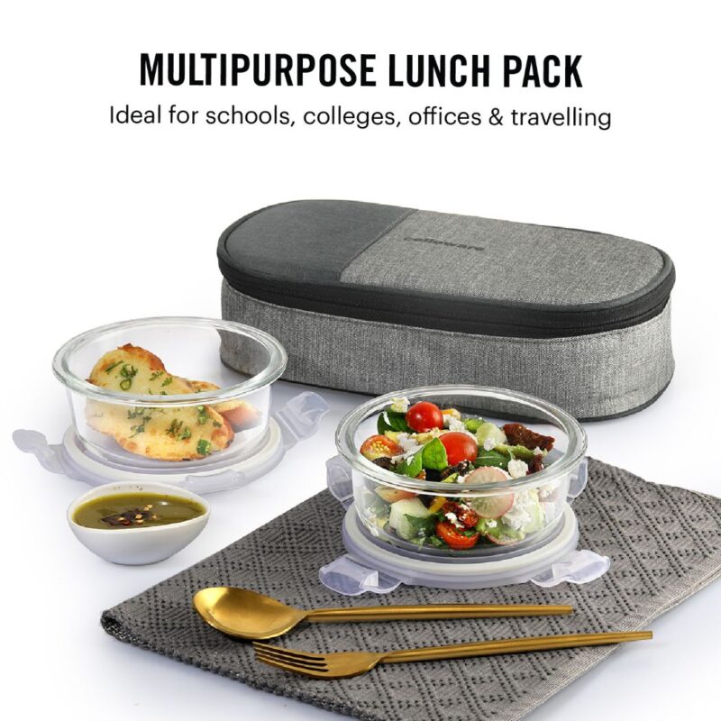 Delighta Borosilicate Glass Lunch Box with Jacket, Round - Image 11