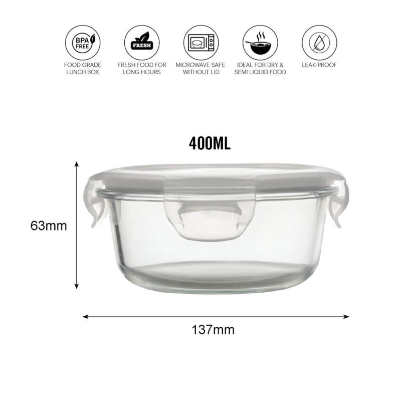 Delighta Borosilicate Glass Lunch Box with Jacket, Round - Image 6
