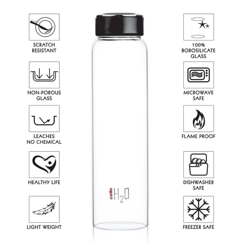 H2O Borosilicate Glass Water Bottle, 1000ml - Image 7