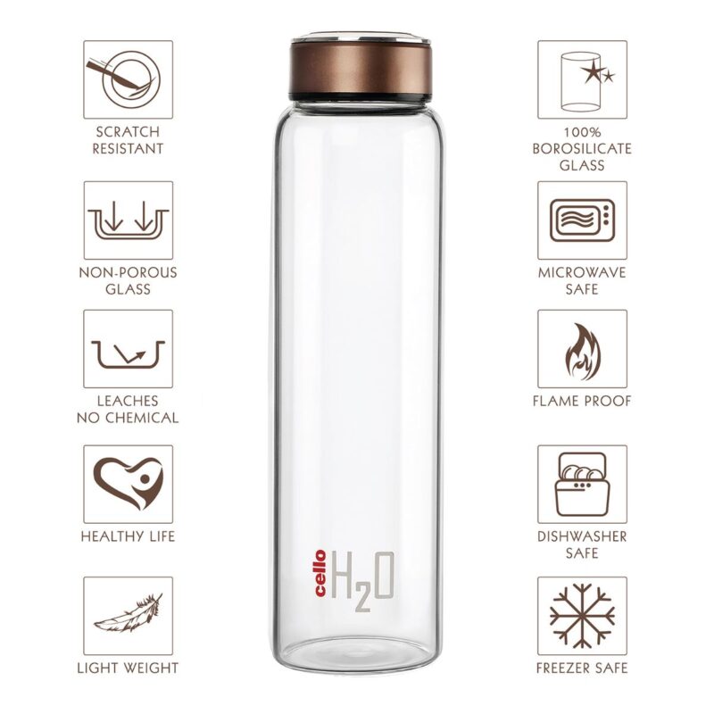 H2O Borosilicate Glass Water Bottle, 1000ml - Image 9