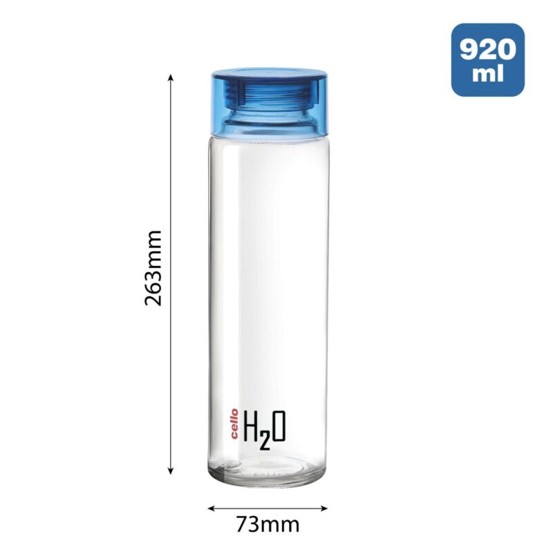 H2O Glass Water Bottle with Plastic Cap, 920ml - Image 49