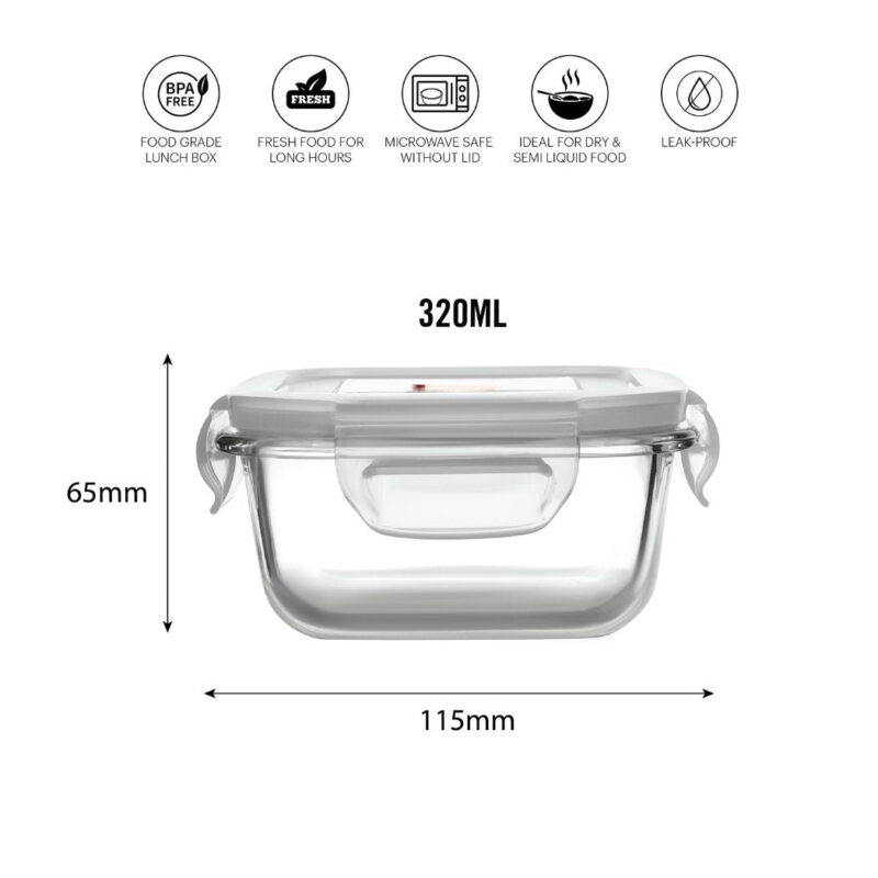 Delighta Borosilicate Glass Lunch Box with Jacket, Square - Image 6