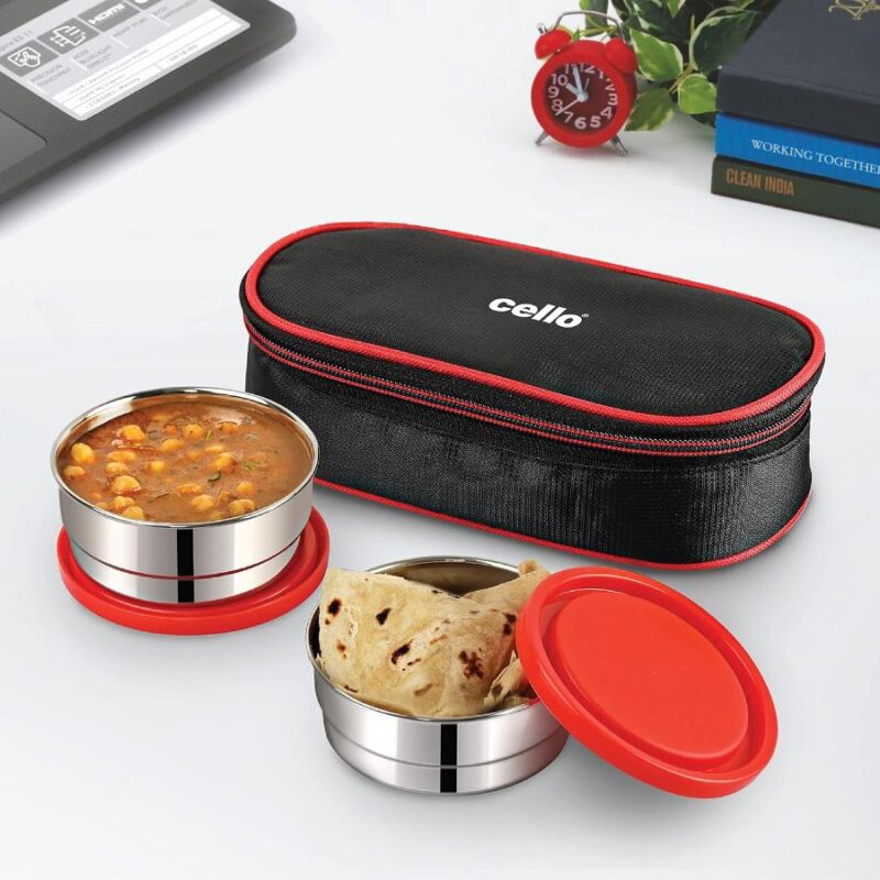 Red|Eco Bite Stainless Steel Lunch Box / 2 Piece