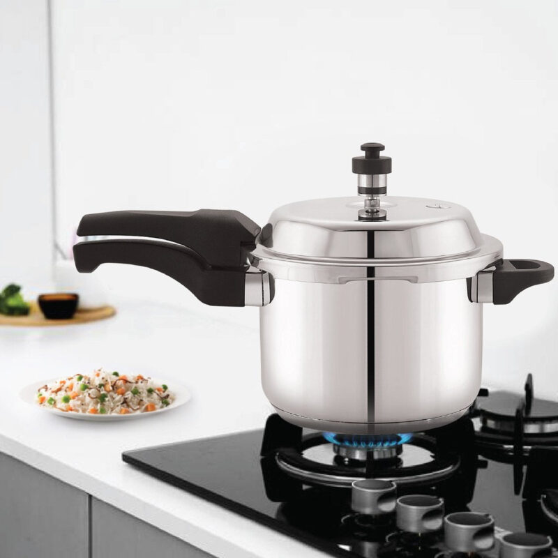 Silver|Chef Impact Bonded Stainless Steel Tri-Ply Bottom Pressure Cooker Outer Lid / 3 Litres