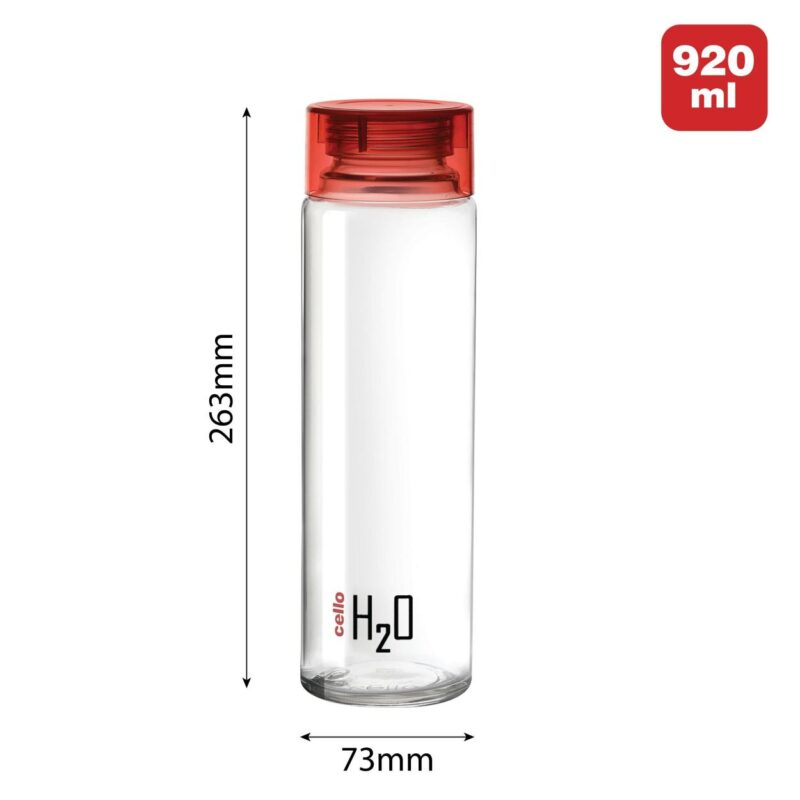 H2O Glass Water Bottle with Plastic Cap, 920ml - Image 54