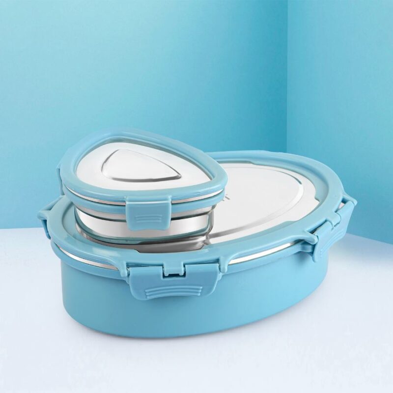Blue|Oval Eat Insulated Lunch Box