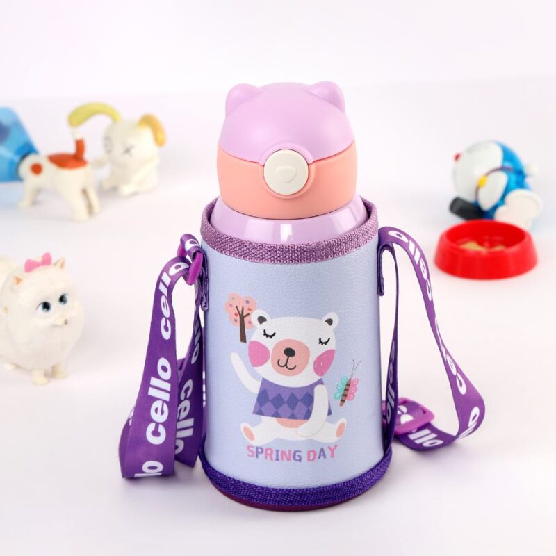 Purple|Toddy Hot & Cold Stainless Steel Kids Water Bottle, 550ml / 550ml