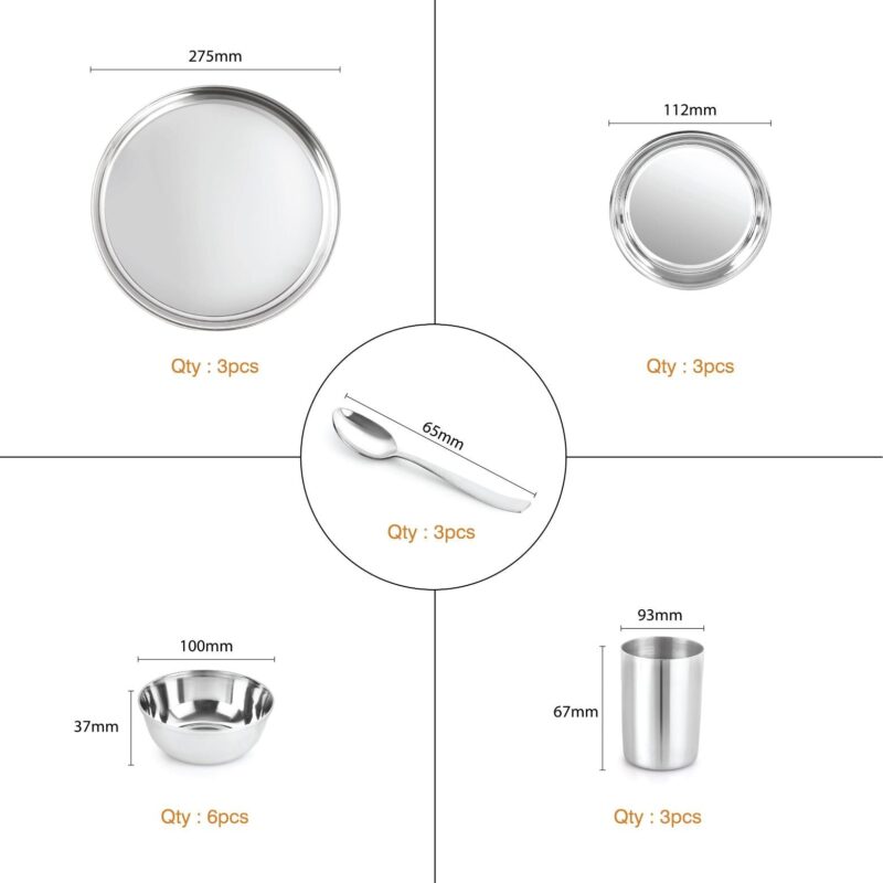 Steelox 18 Pieces Stainless Steel Dinner Set for Family of 3 - Image 5