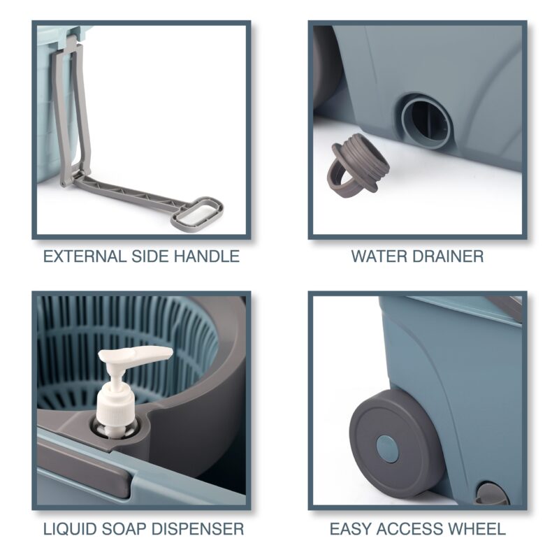 Kleeno Max Clean Spin Mop Bucket with Soap Dispenser - Image 3