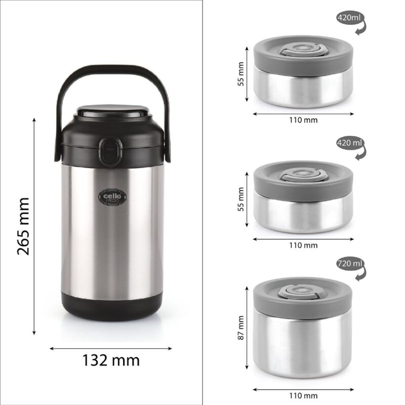 Fredo Double Walled Insulated Lunch Box, Set of 3 - Image 4