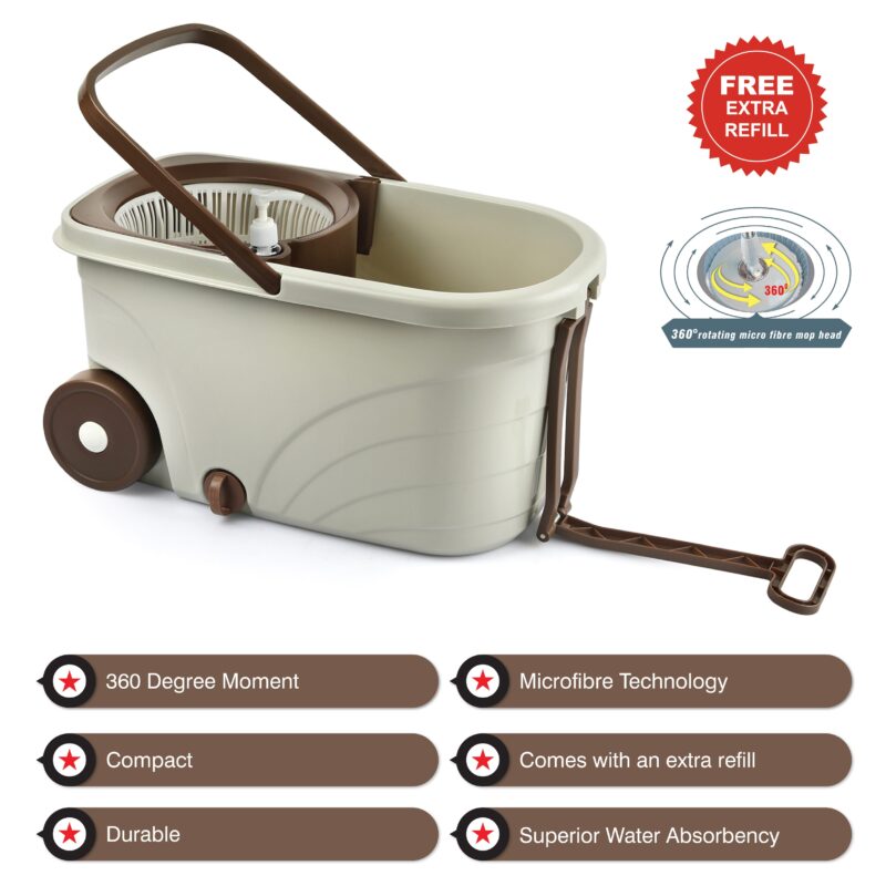 Kleeno Max Clean Deluxe Spin Mop Bucket with Soap Dispenser - Image 3