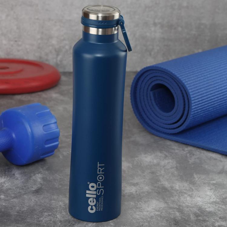 Blue|Duro One Touch Flask, Vacusteel Water Bottle 1000ml / 1000ml