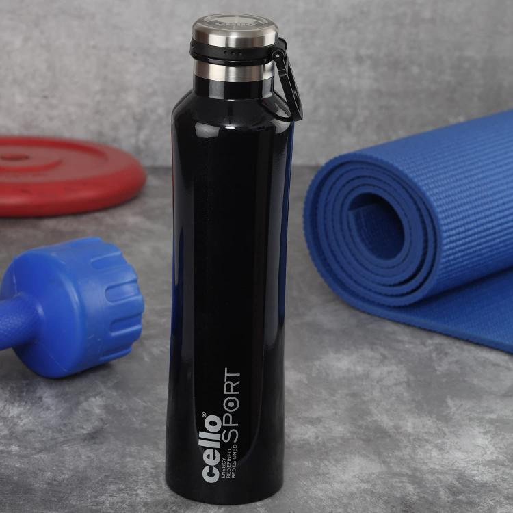 Black|Duro One Touch Flask, Vacusteel Water Bottle 1000ml / 1000ml