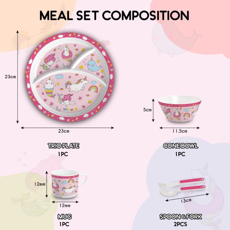 Pink Parade Kids Melamine Meal, Set of 5 - Image 9