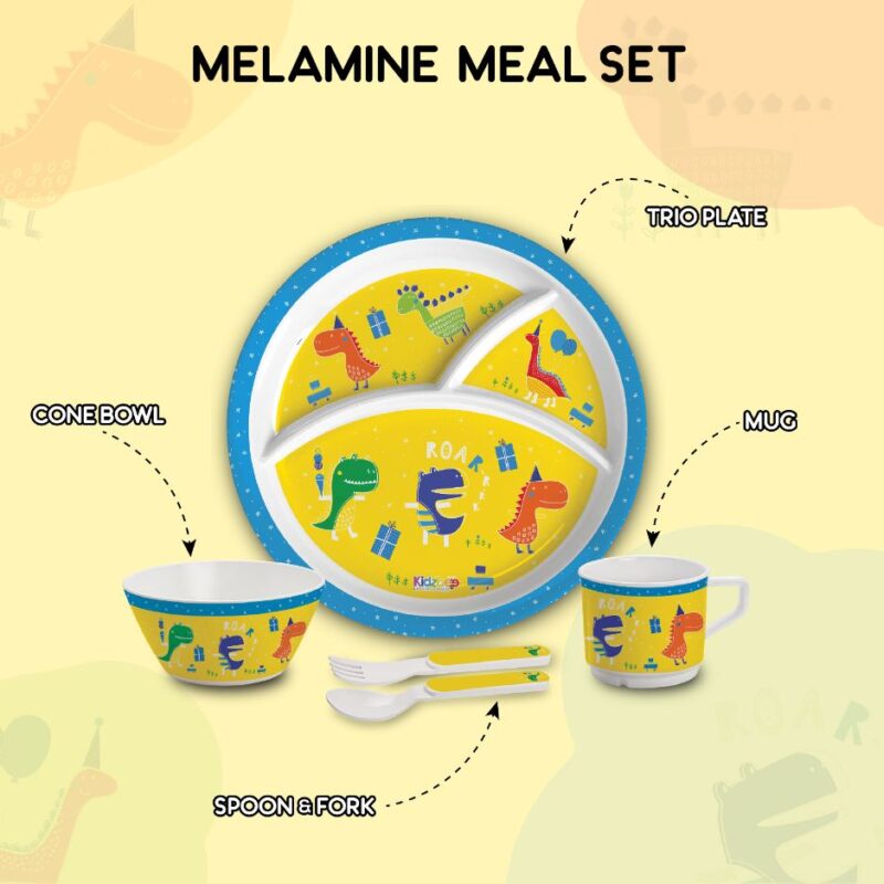 Dino Party  Kids Melamine Meal, Set of 5 - Image 13