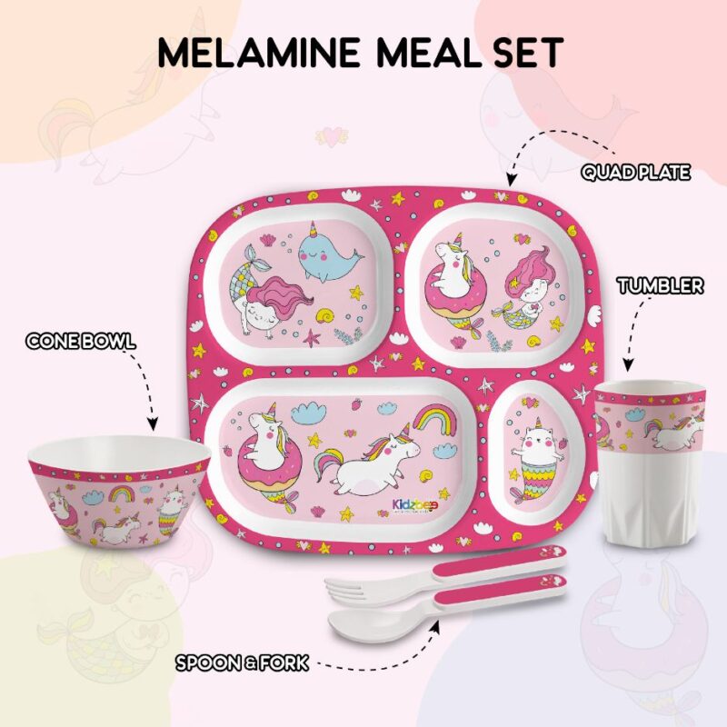 Pink Parade Kids Melamine Meal, Set of 5 - Image 12