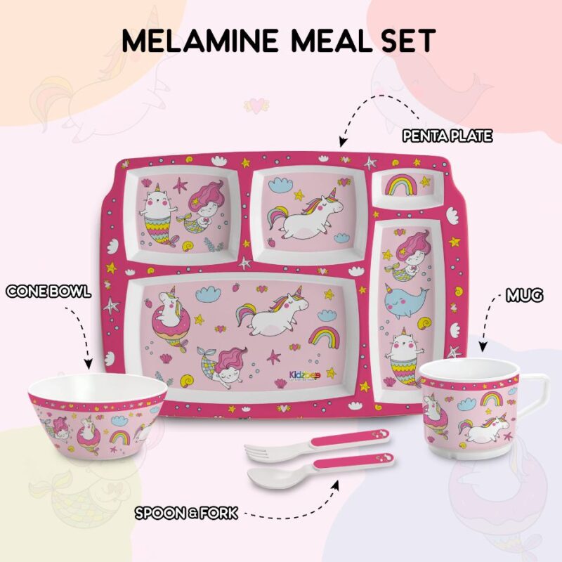 Pink Parade Kids Melamine Meal, Set of 5 - Image 5