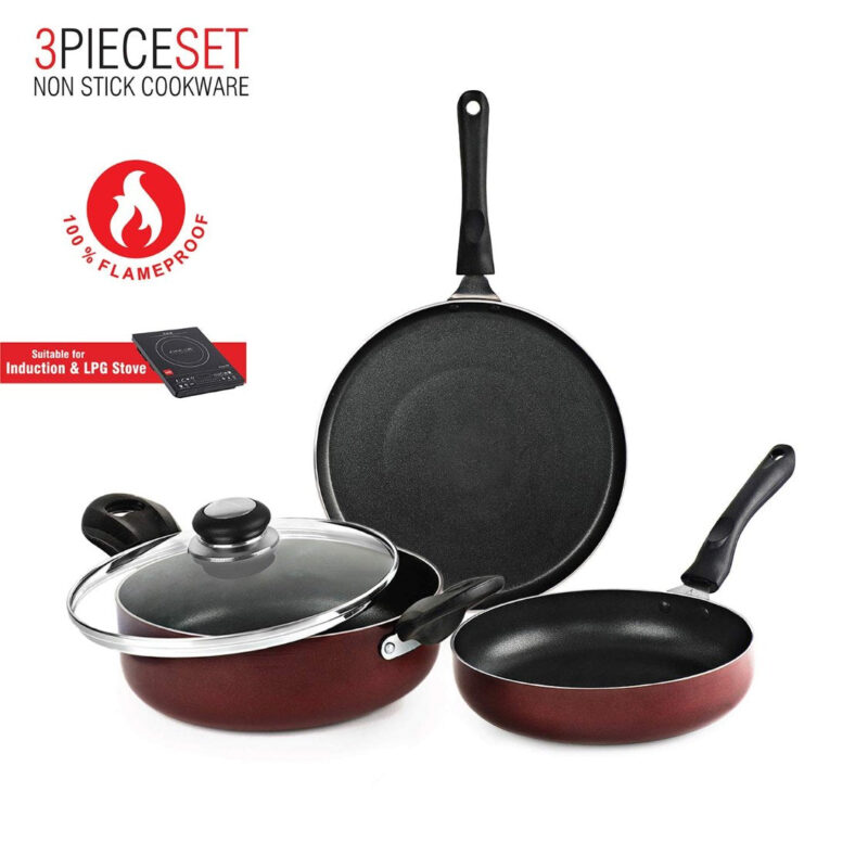 Non-Stick Prima Induction Base Cookware Set, 3 Pieces - Image 5