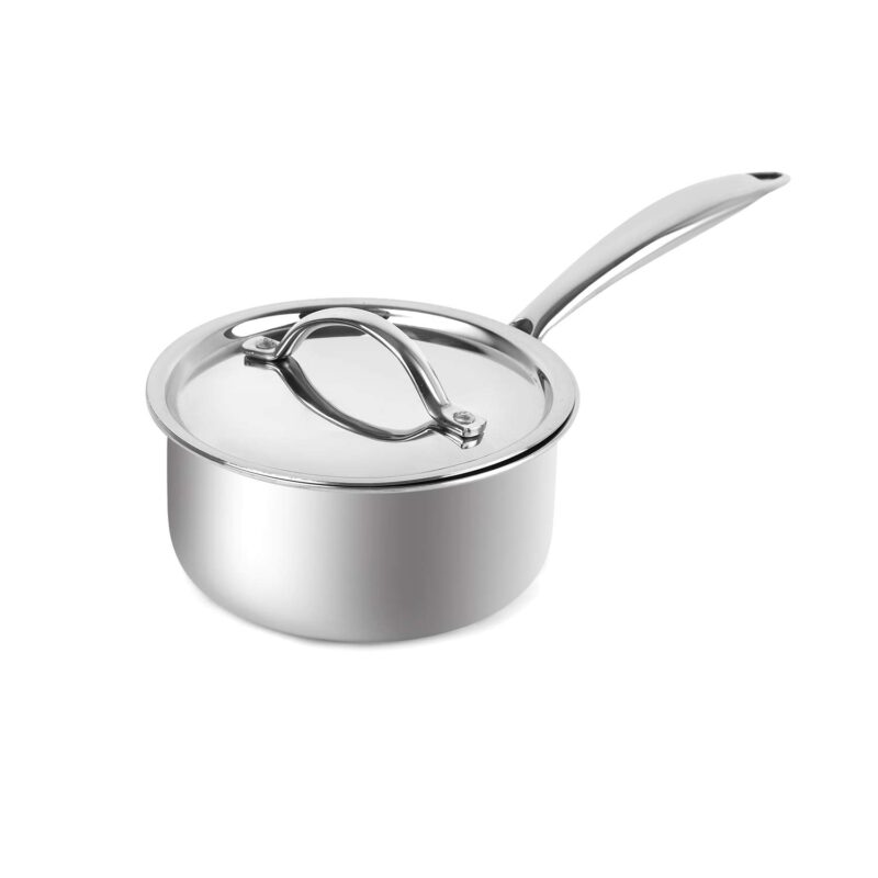 Tri-Ply Induction Base Stainless Steel Sauce Pan with Lid - Image 2