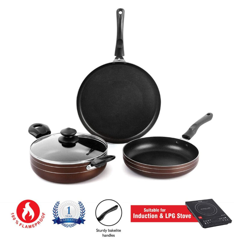 Non-Stick Prima Induction Base Cookware Set, 3 Pieces - Image 11