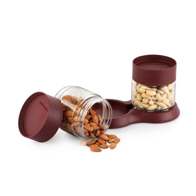 Maroon|Modustack Glassy Duo: Set of 2 Gift Set With Tray / 2 Pieces With Tray