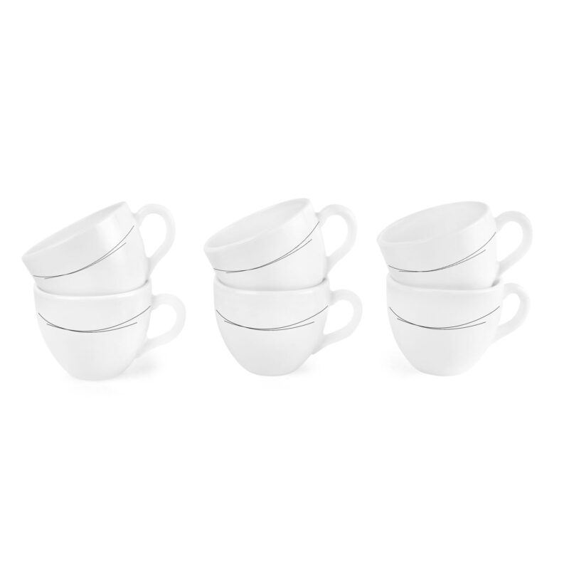 Regular|Royale Black Curves 6 Pieces Costa Cup & Saucer / 6 Pieces