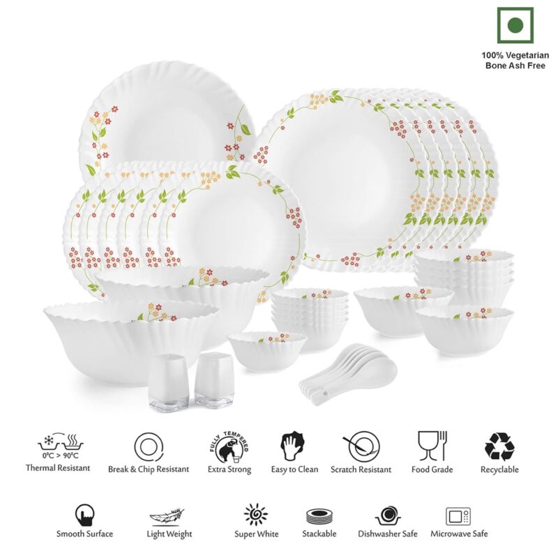 Dazzle Series 35 Pieces Opalware Dinner Set for Family of 6 - Image 11