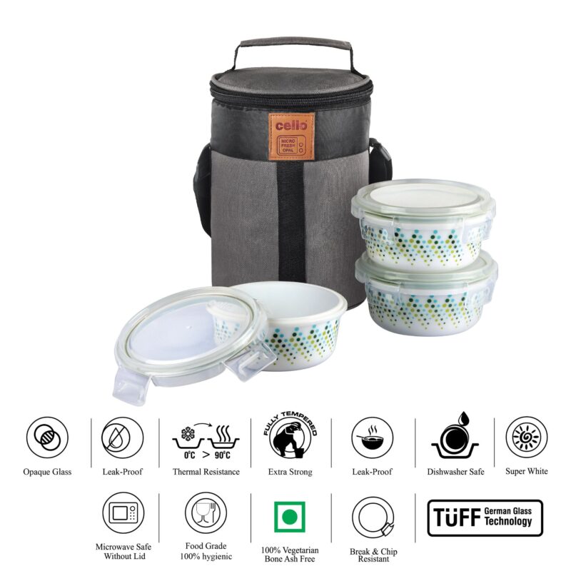 Bubble Drop Opalware Lunch Box with Jacket - Image 3