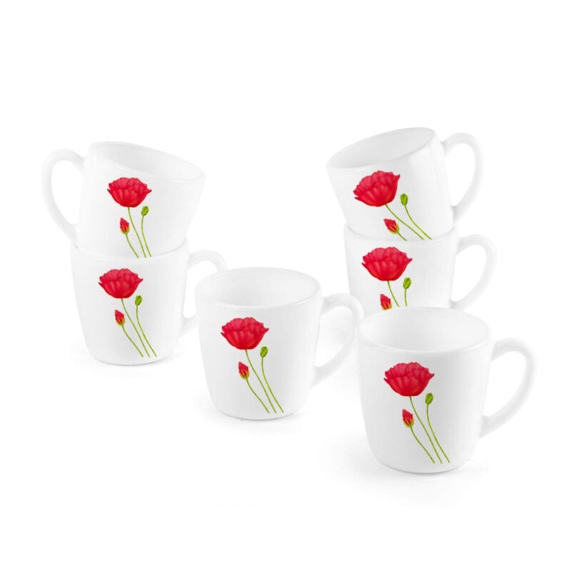 Imperial Red Poppy Ricca Mugs, 6 Pieces - Image 2
